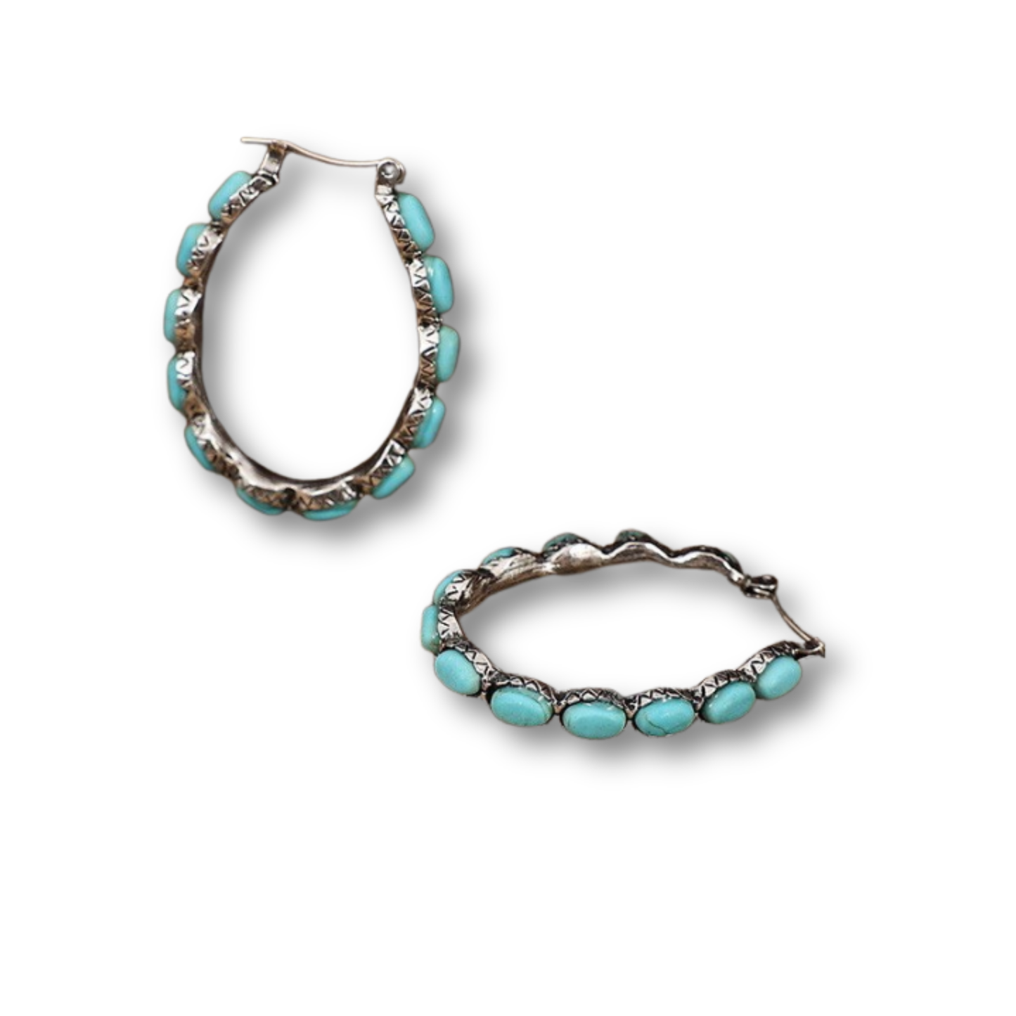 Turquoise Stone Hoop Earrings