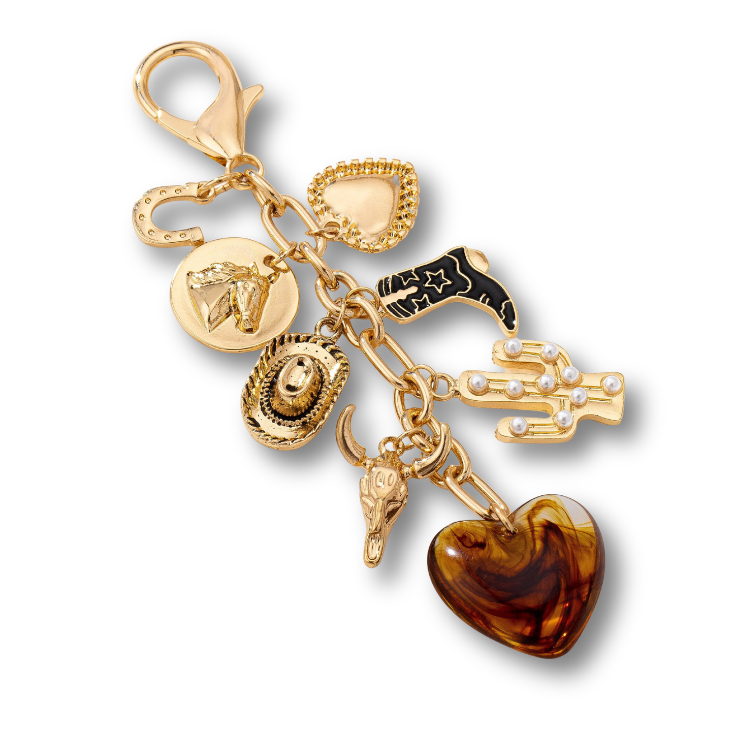 Western Cowgirl Brown Heart Bag Charm