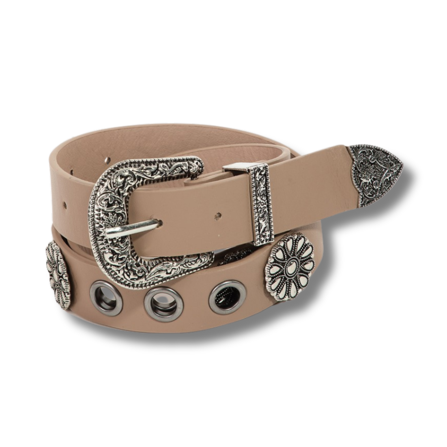 Western Etched Buckle Vegan Leather Belt
