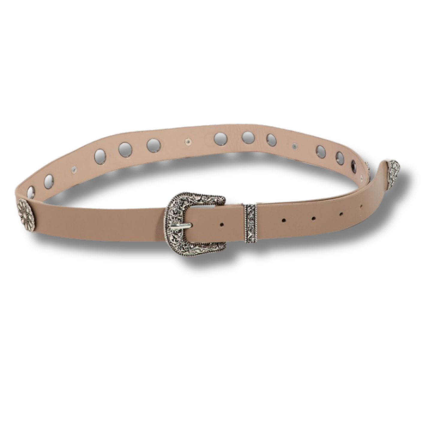 Western Etched Buckle Vegan Leather Belt