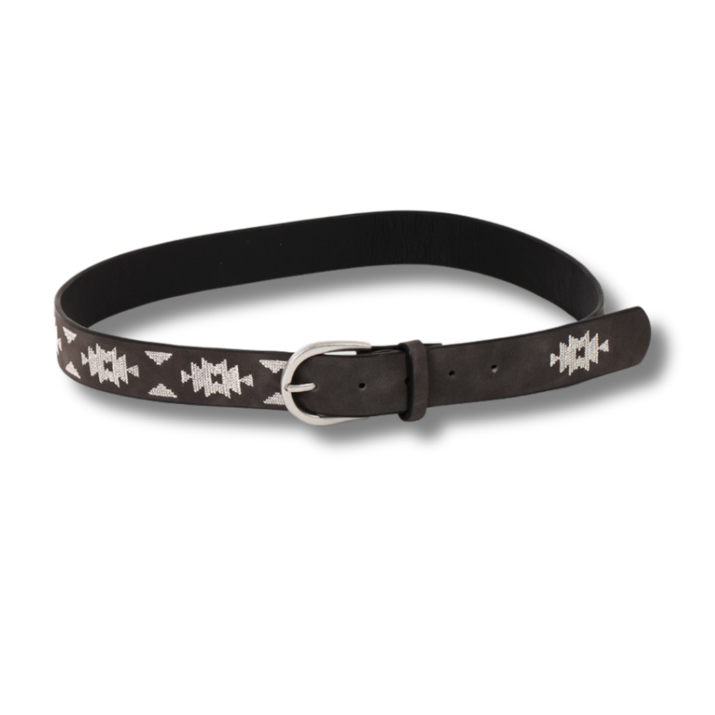 Embroidered Pattern Vegan Leather Belt