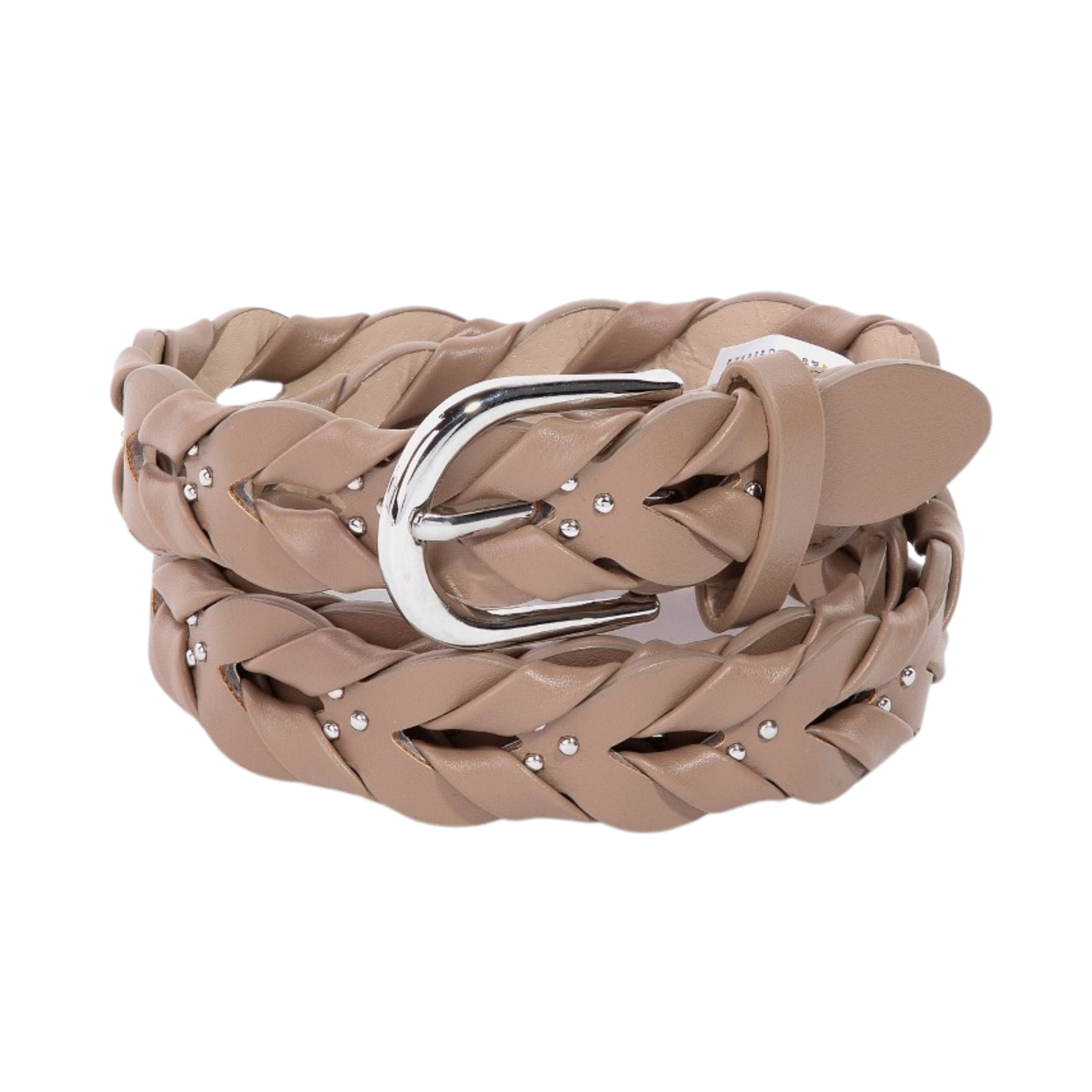Studded Braided Vegan Leather Belt