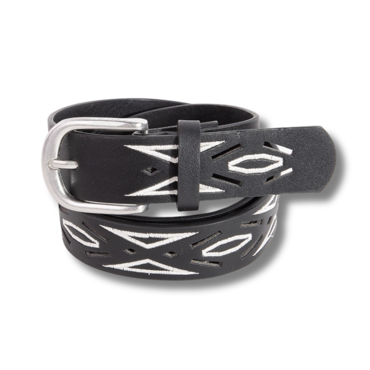 Geometric Slit Accents Vegan Leather Belt