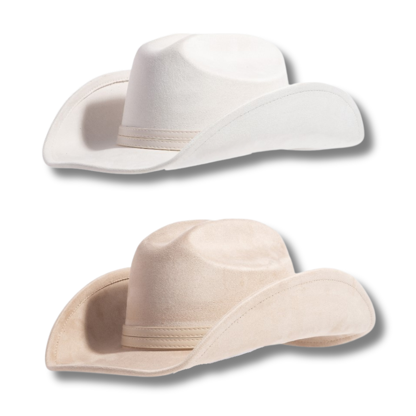 Double Belt Faux Suede Cowboy Hat