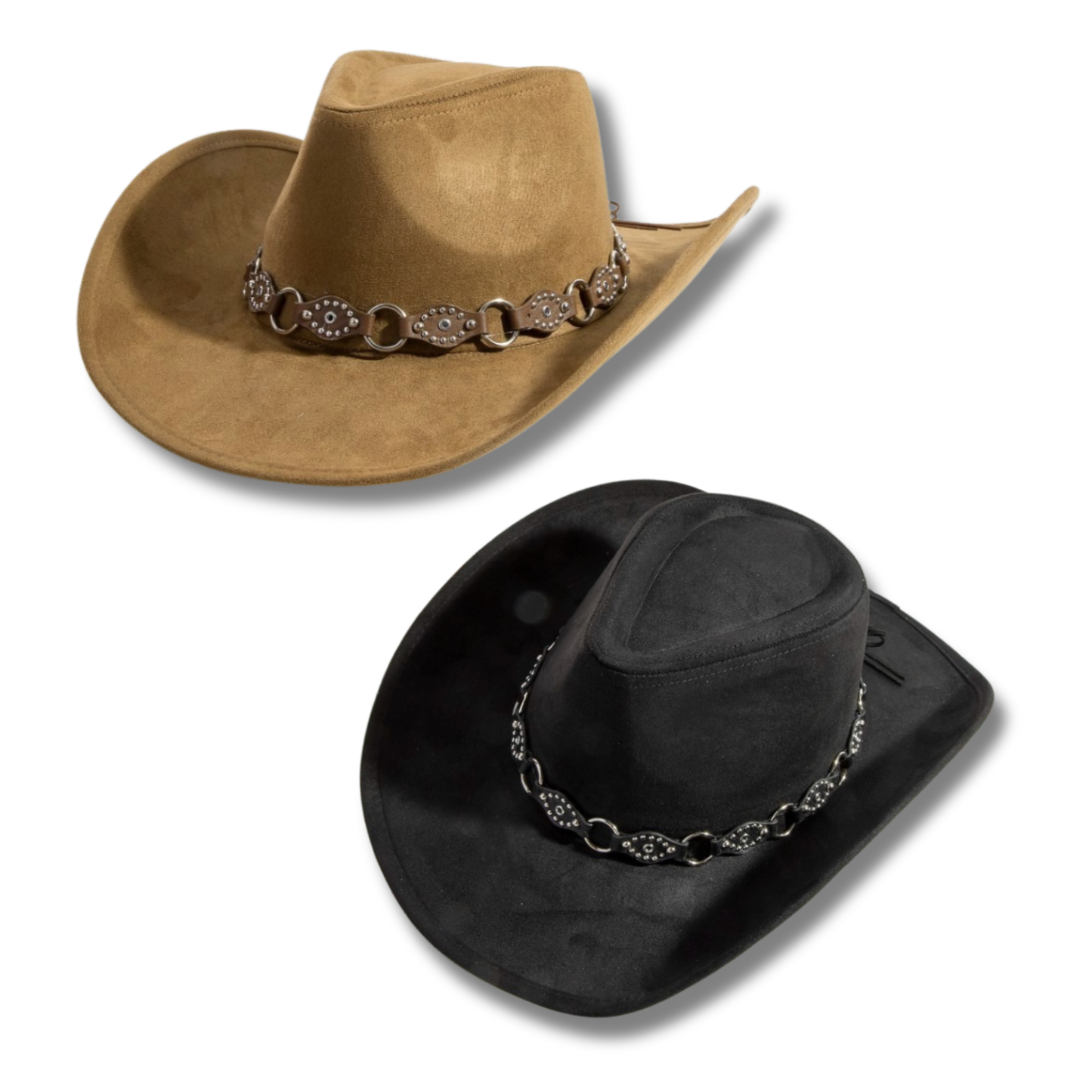 Faux Leather Chain Strap Western Cowboy Hat