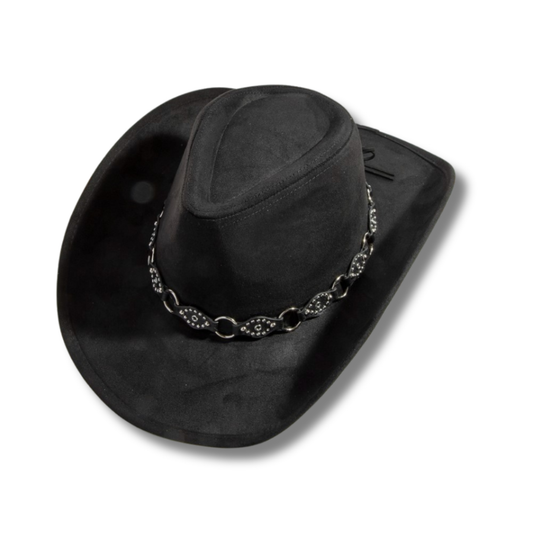 Faux Leather Chain Strap Western Cowboy Hat