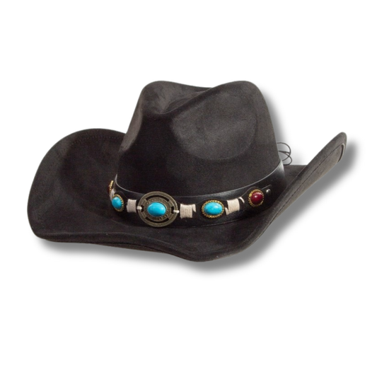 Strap Belt with Turquoise Studs Cowboy Hat