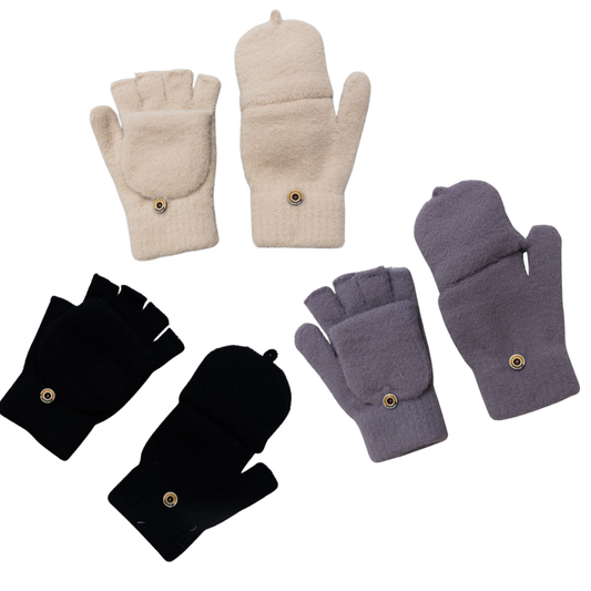 Cozy Knit Fingerless Gloves with Mitten Top