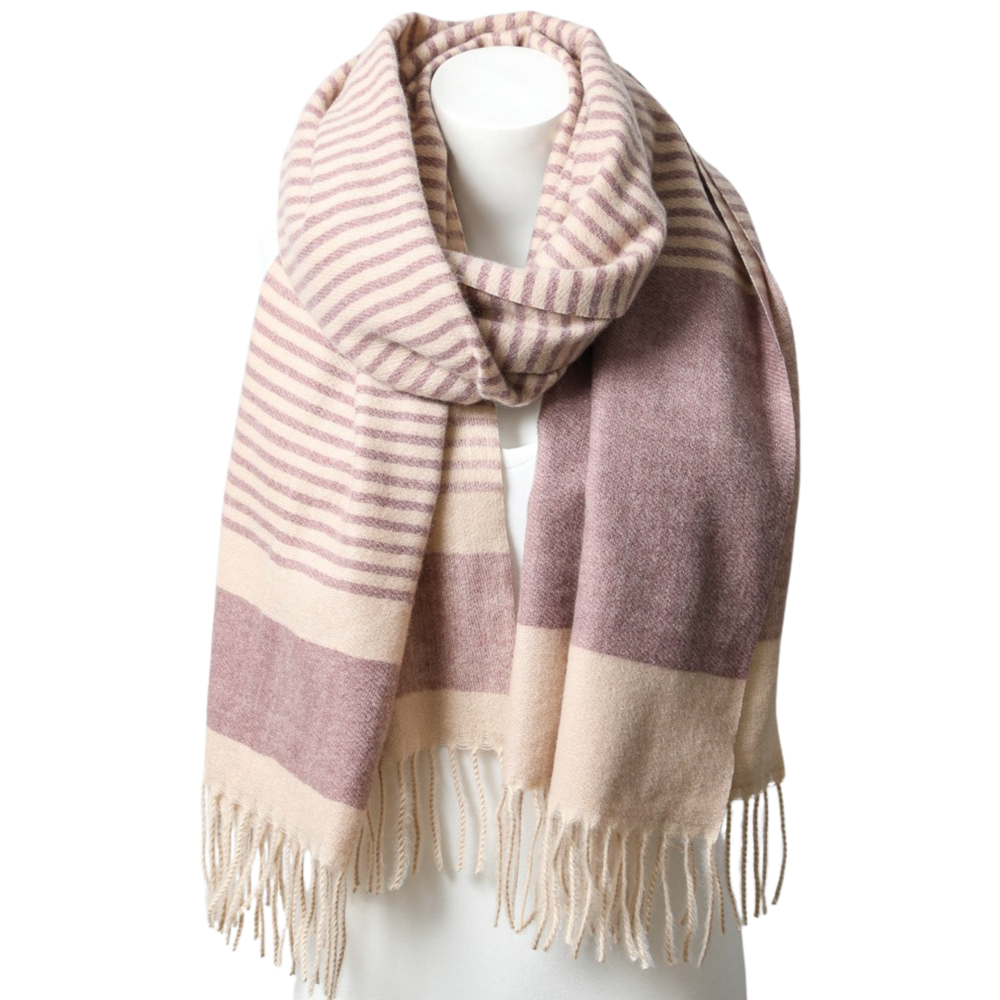 Contemporary Stripes Woven Tassel Scarf