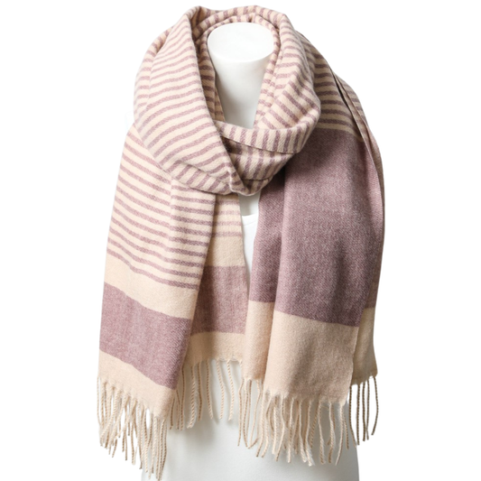 Contemporary Stripes Woven Tassel Scarf