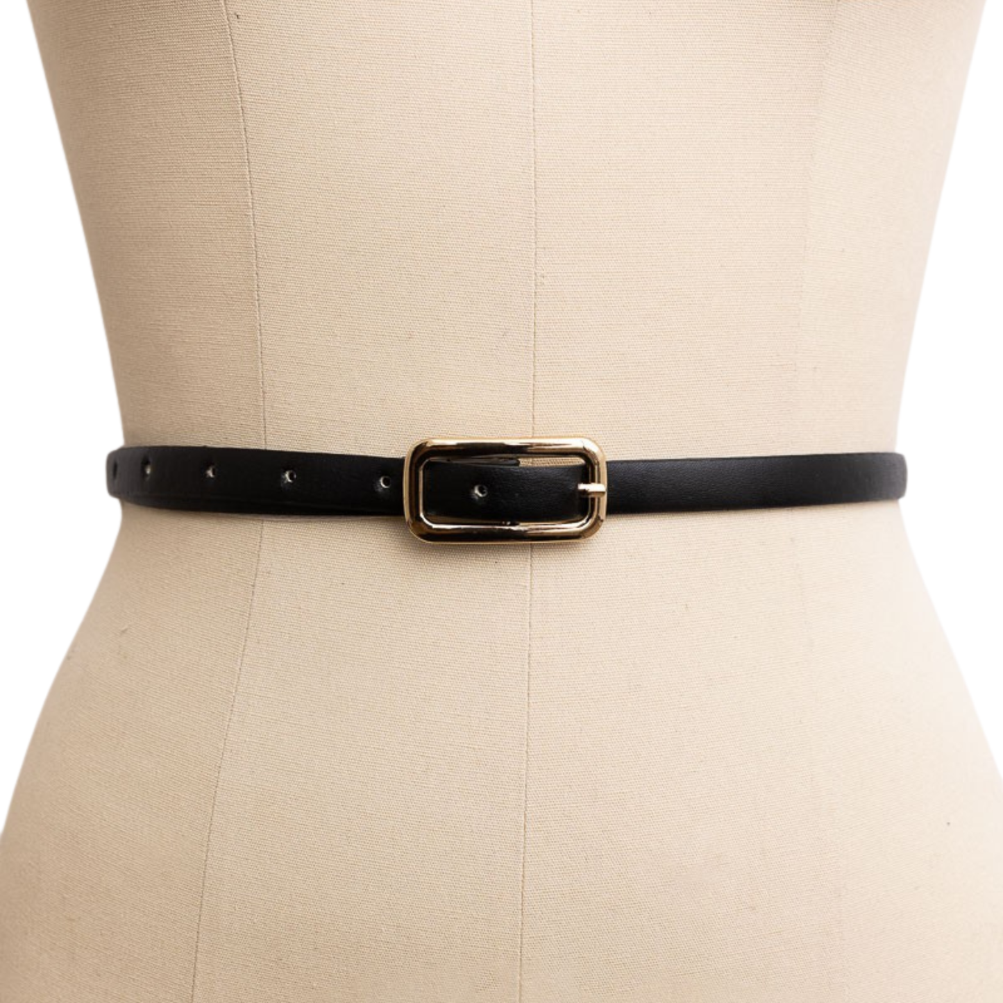 Sleek and Thin Belt with Gold Buckle