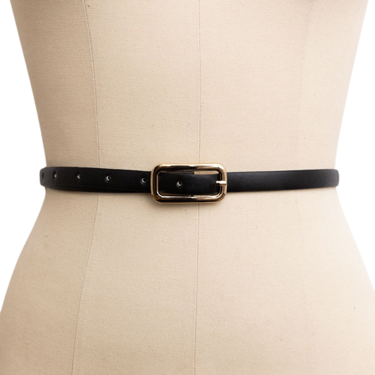 Sleek and Thin Belt with Gold Buckle