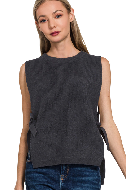 Side Tie Sleeveless Sweater