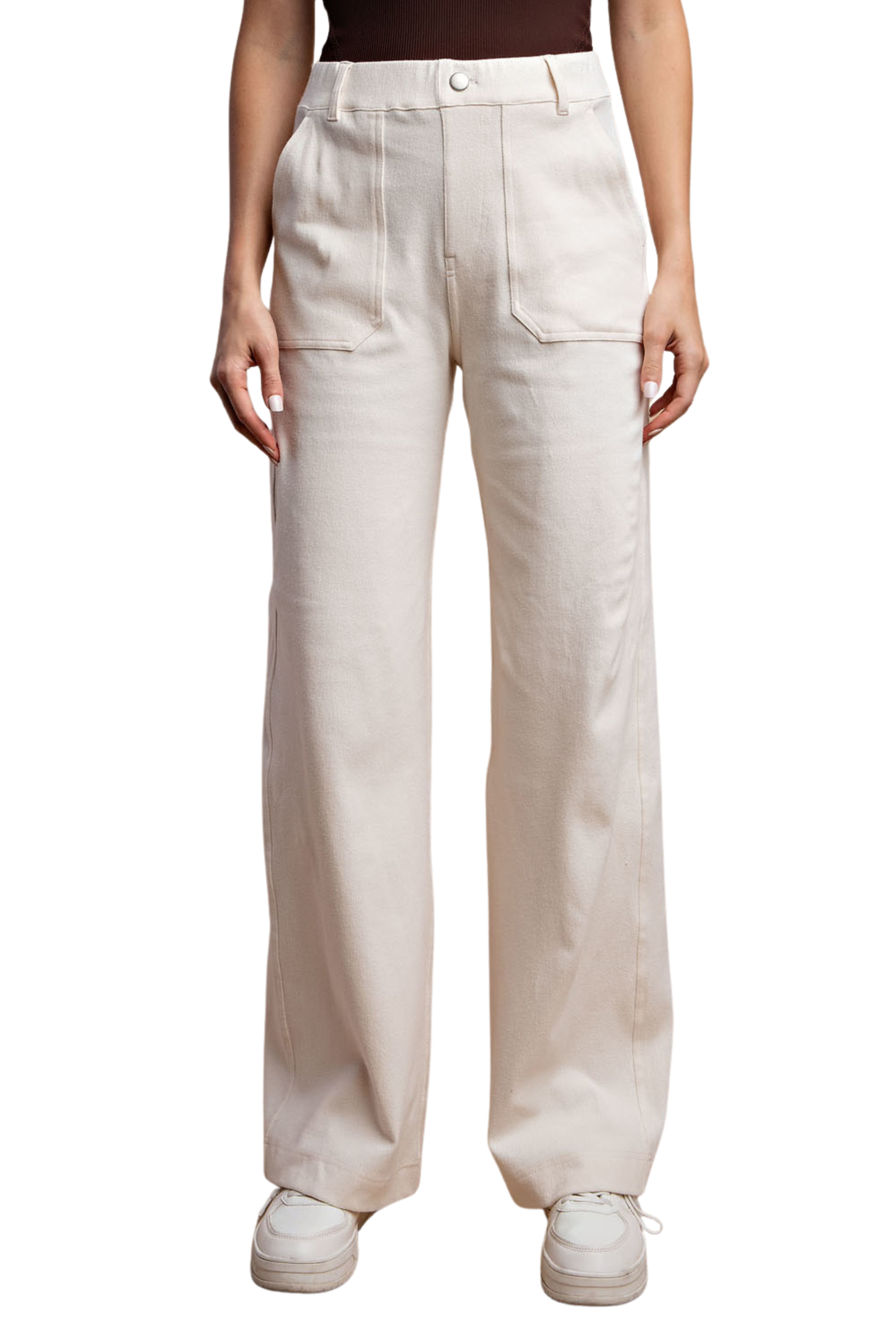 Cotton Stretch Twill Wide Leg Pant
