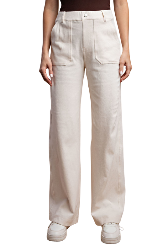 Cotton Stretch Twill Wide Leg Pant