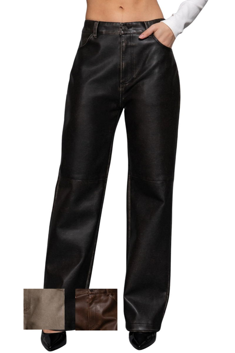 (Medium & Large) Faux Leather Relaxed Pant