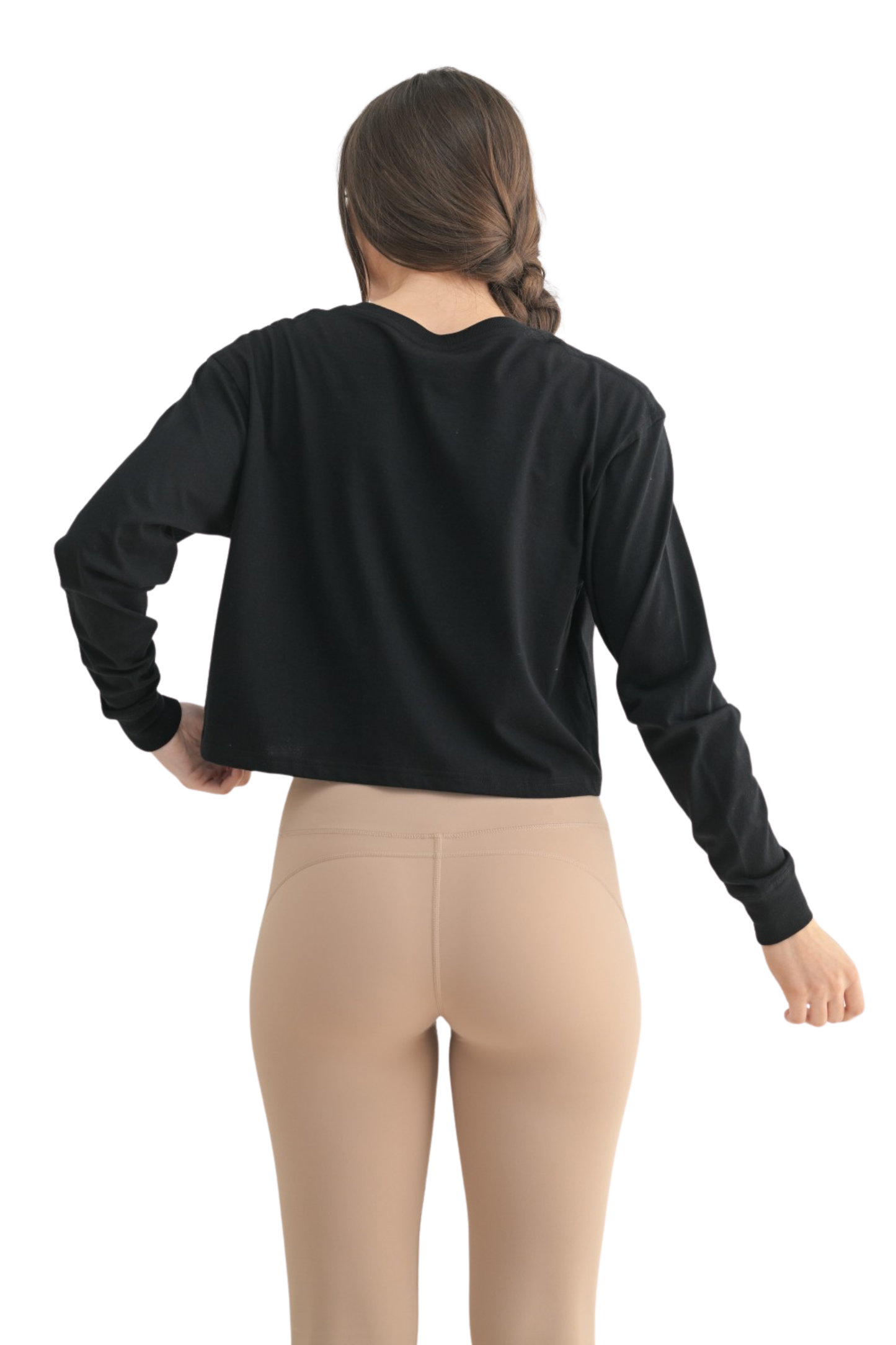 Loose Fit Cropped Henley Long Sleeve Top