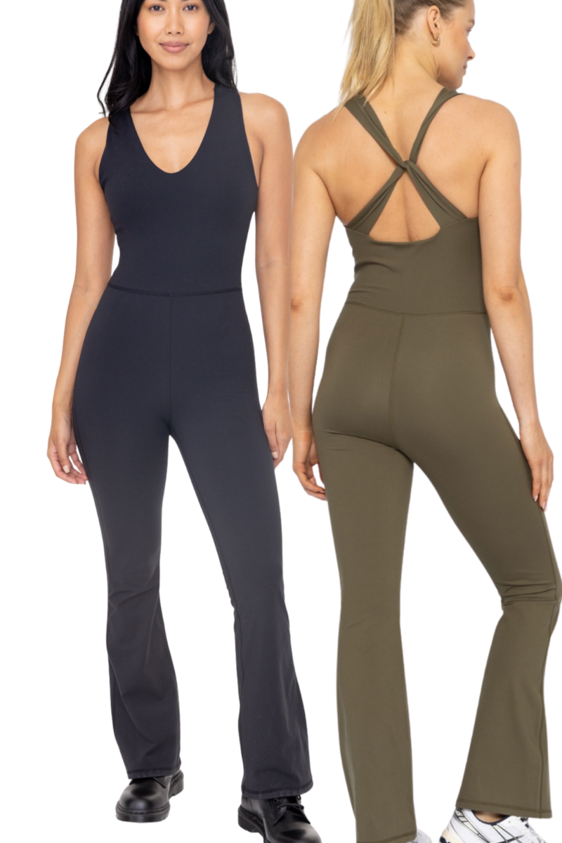 Cross Knot Back Flared Jumpsuit