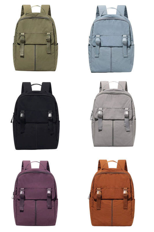 Essential Travel Nylon Backpack with Buckles