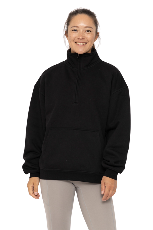 Cotton Blend Fleece Mock Neck Pullover