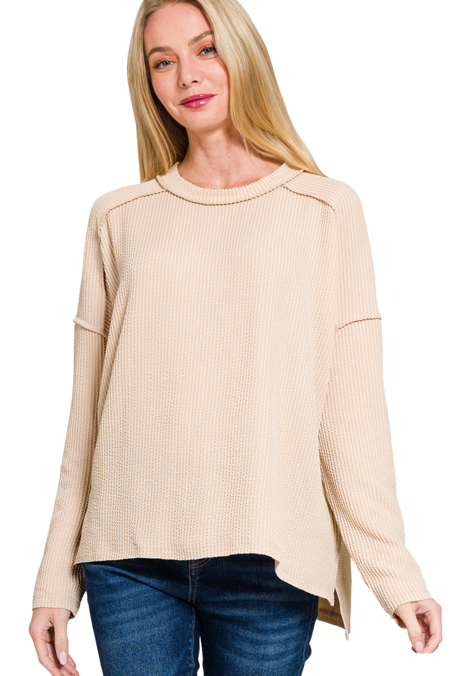 Cord Ribbed Long Sleeve Top