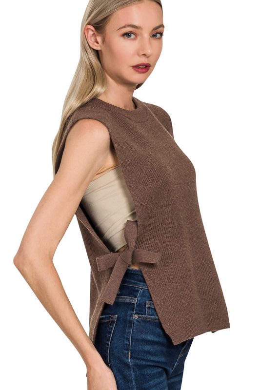 Side Tie Sleeveless Sweater