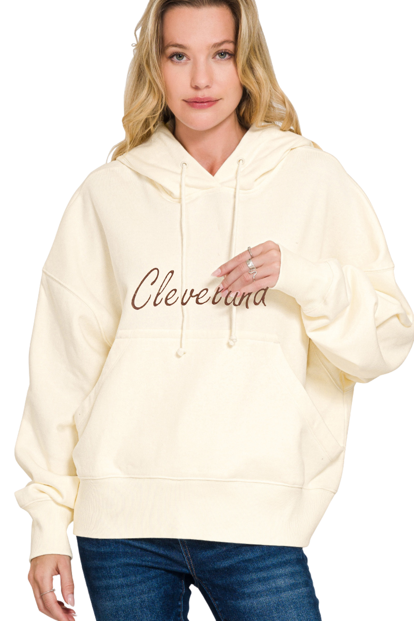 Cleveland Script Oversized Hoodie