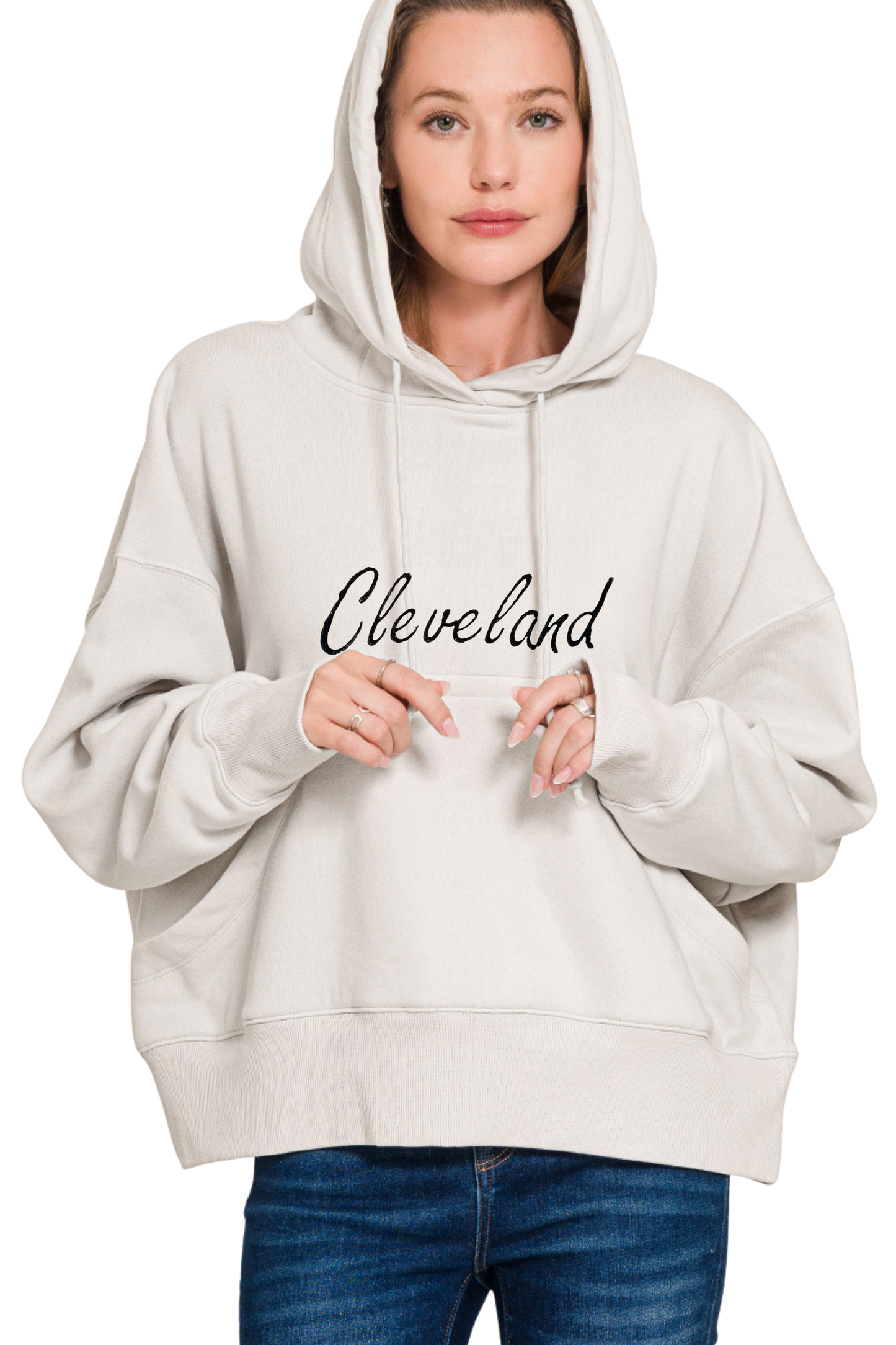 Cleveland Script Oversized Hoodie
