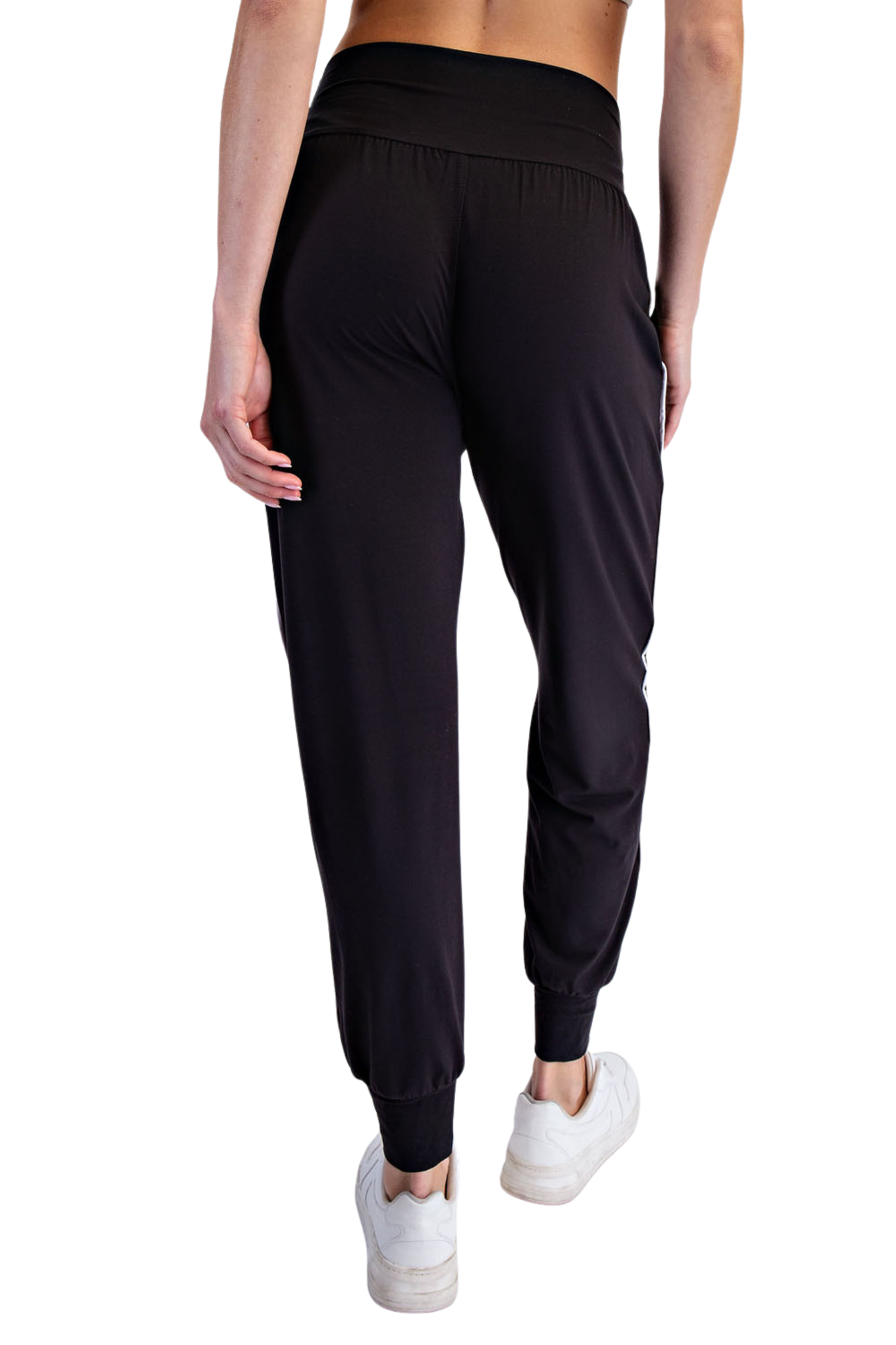 Butter Joggers with White Piping