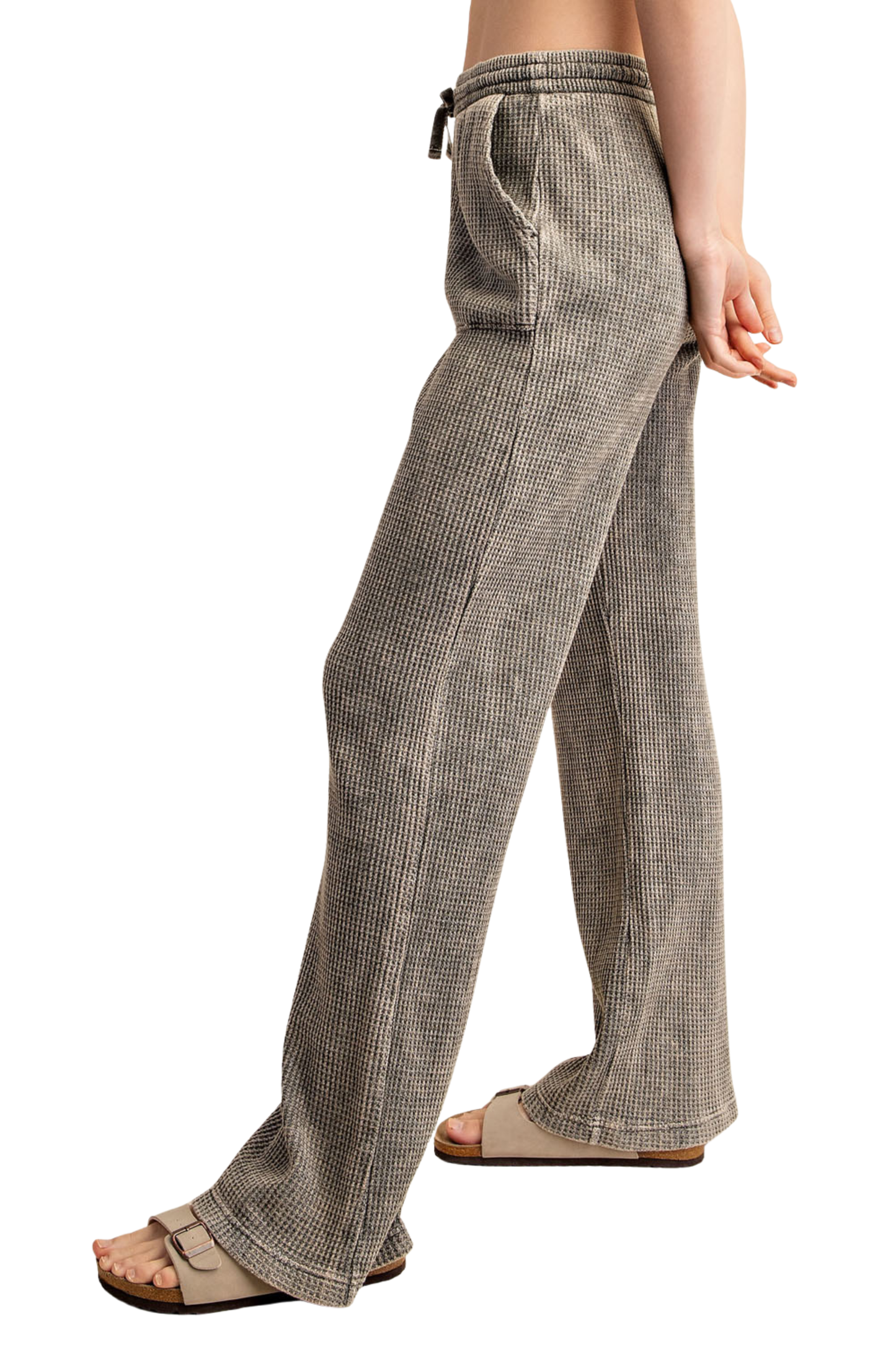 Mineral Washed Waffle Knit Flare Sweatpants