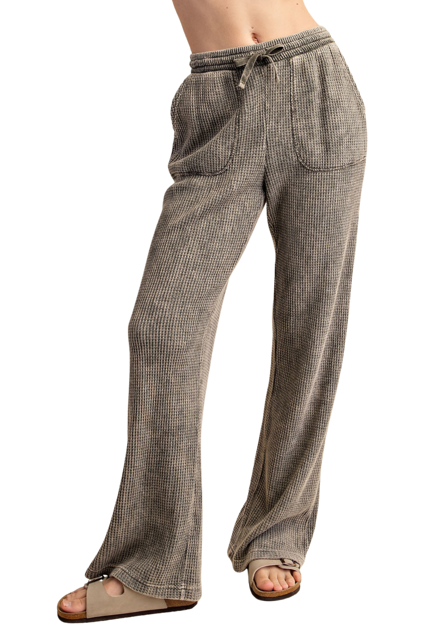 Mineral Washed Waffle Knit Flare Sweatpants