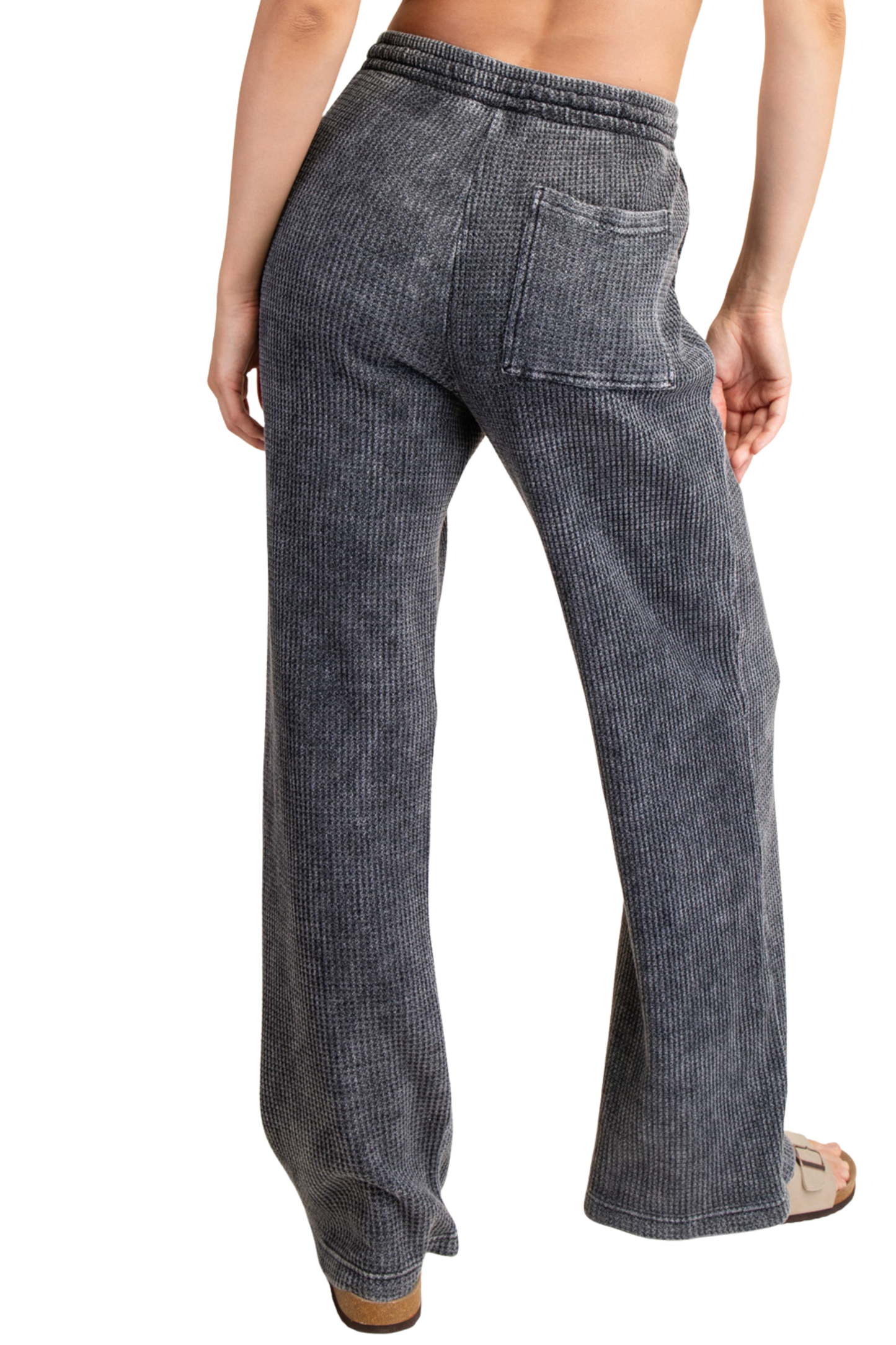 Mineral Washed Waffle Knit Flare Sweatpants