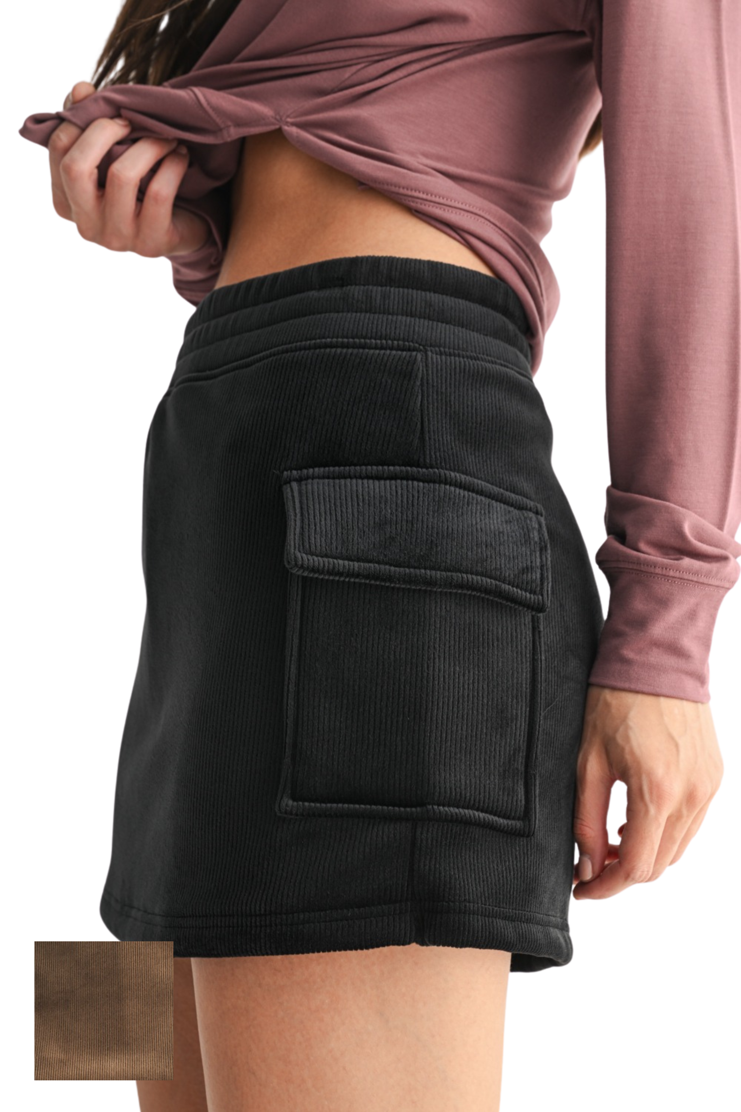 Plush Soft Corduroy Cargo Skort