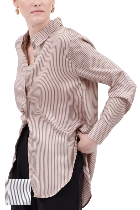 Pinstripe Button Up Woven Top