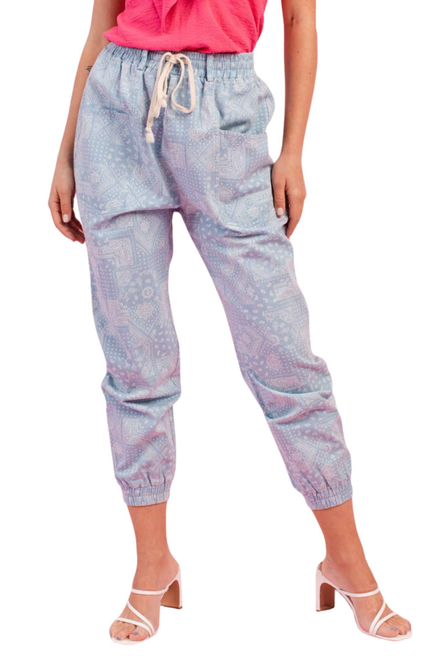Washed Paisley Print Joggers