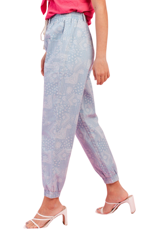 Washed Paisley Print Joggers