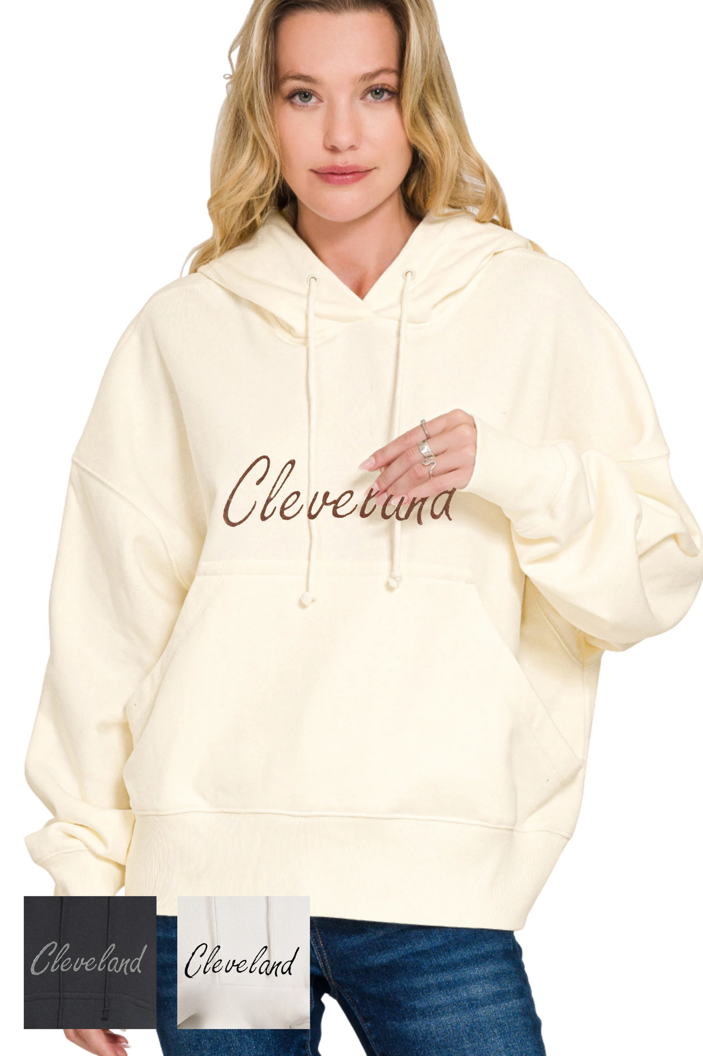 Cleveland Script Oversized Hoodie