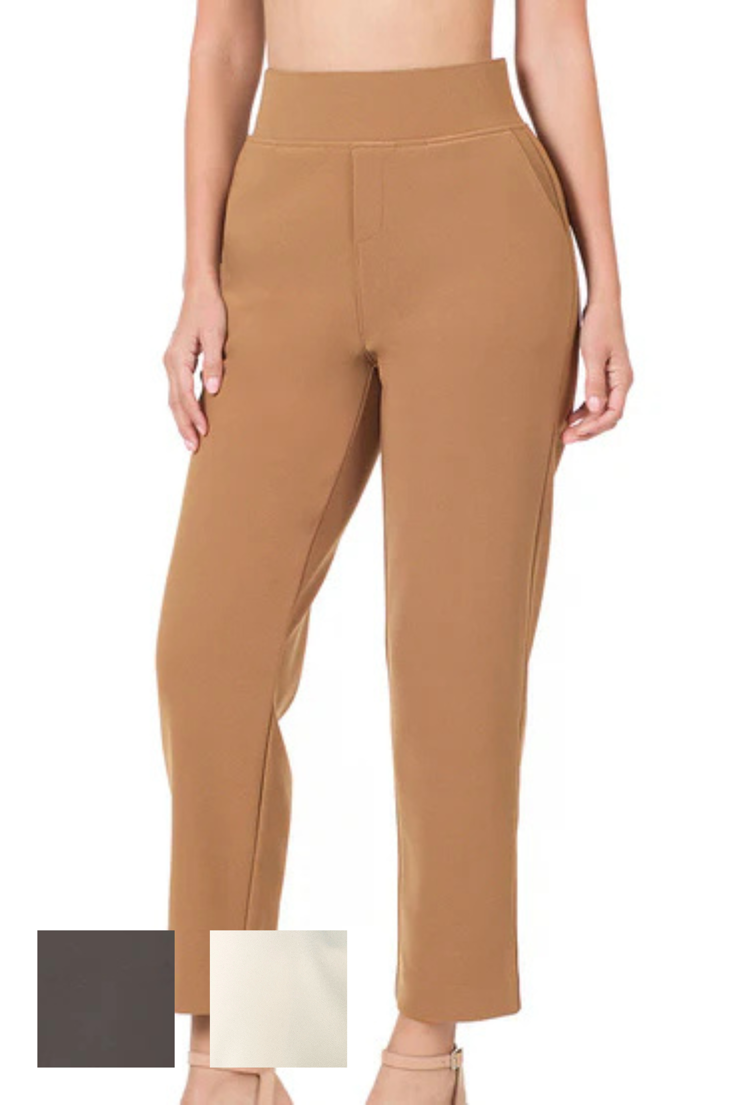 Stretch Dress Pants w/ Wide Pull On Waistline