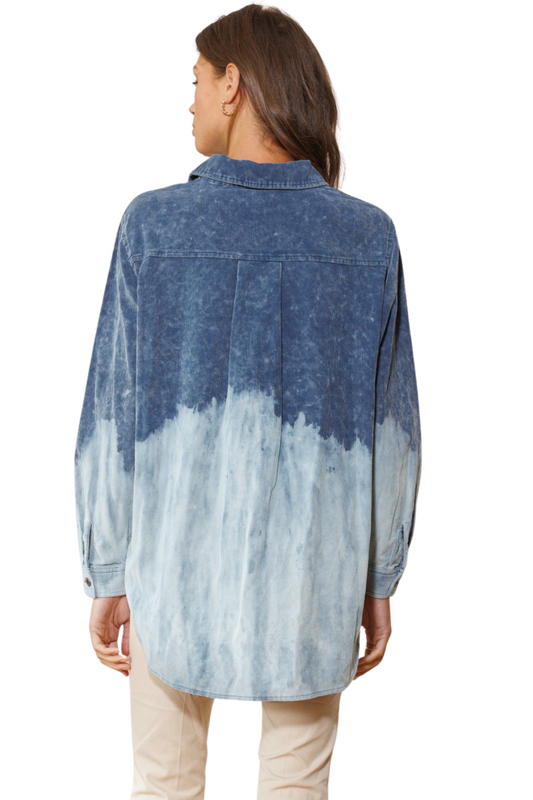 Dip Dye Corduroy Button Down Shirt