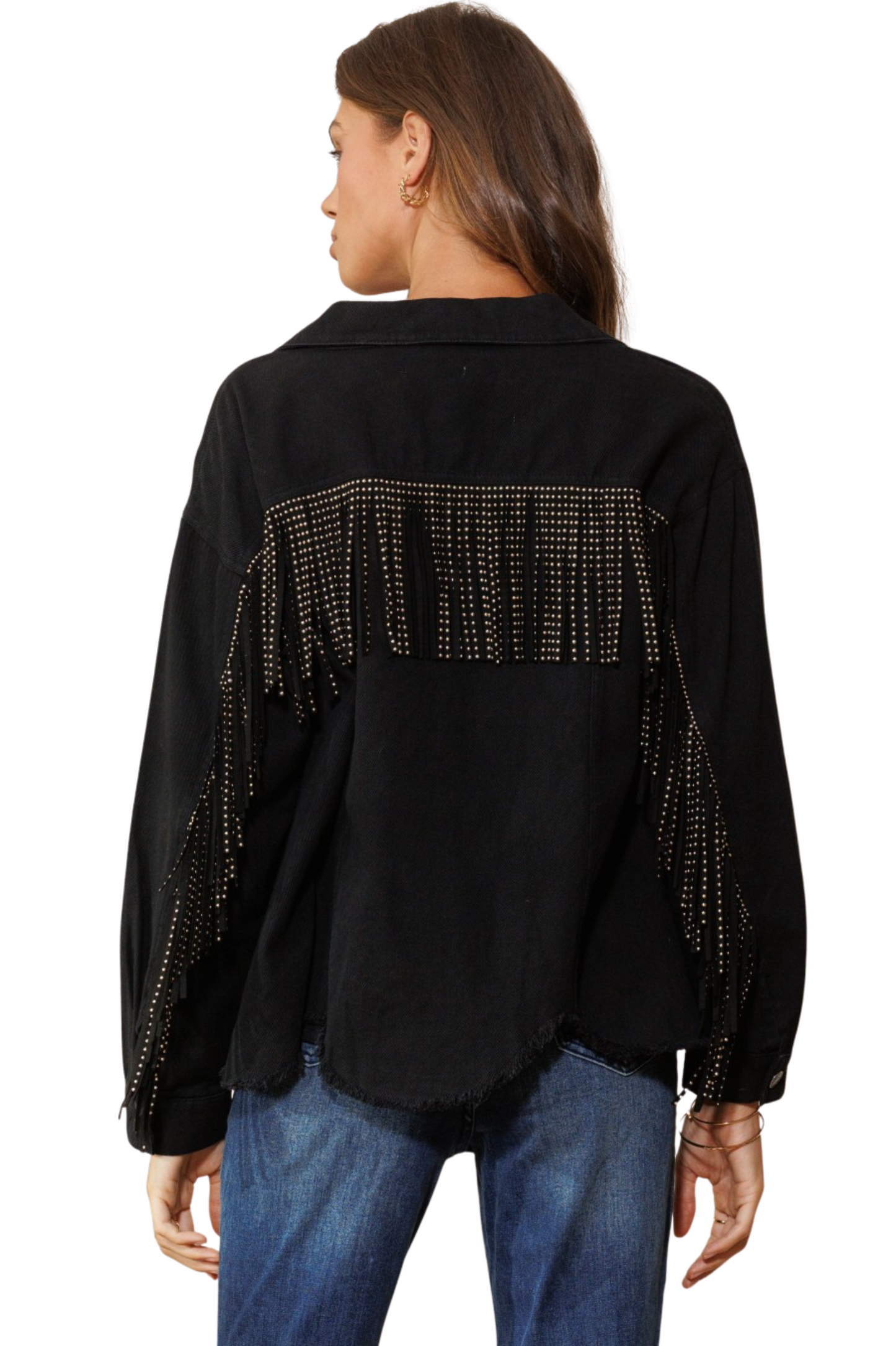 Solid Back Fringe Jacket