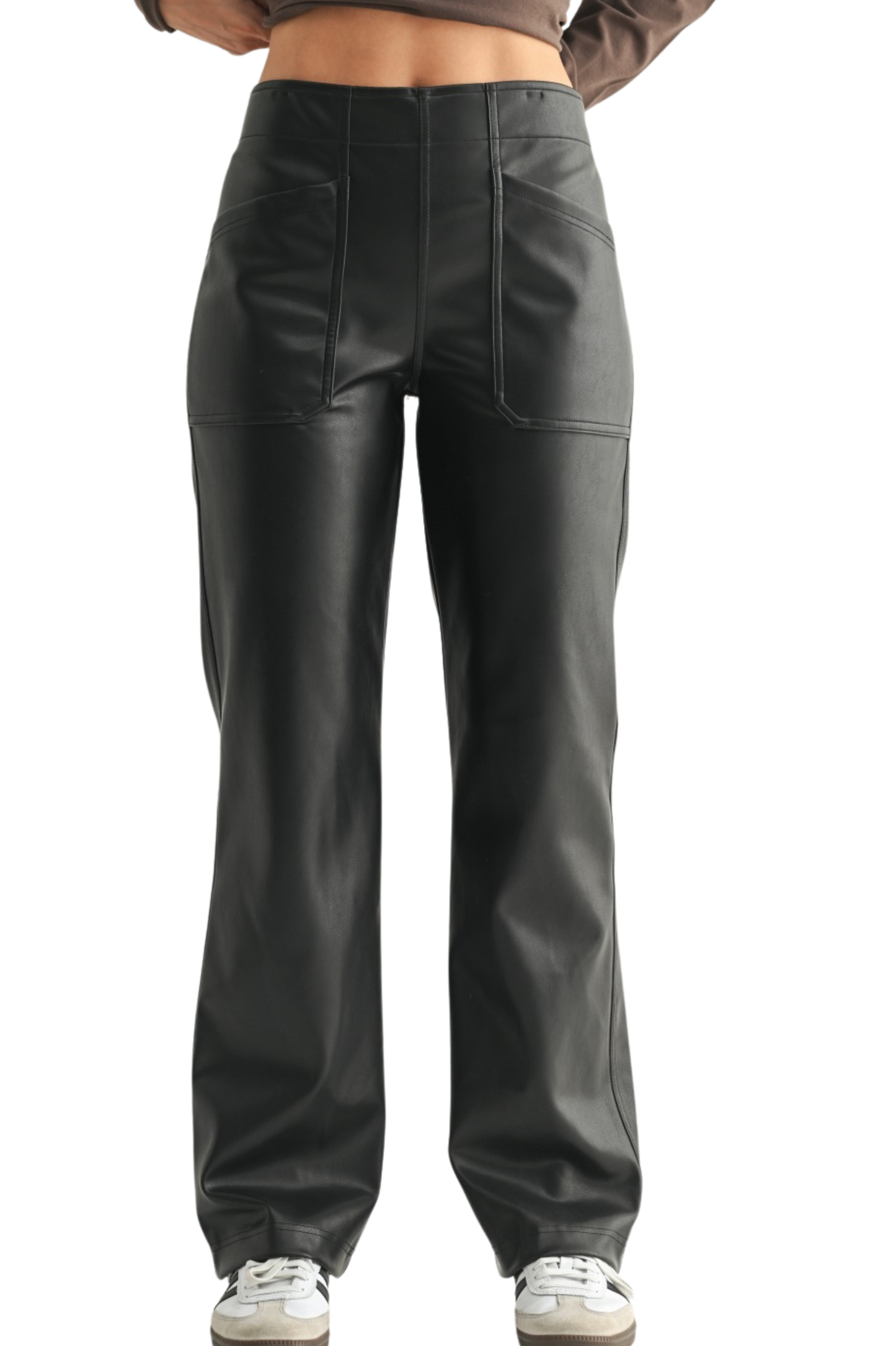 Vegan Leather Wide Leg Pants