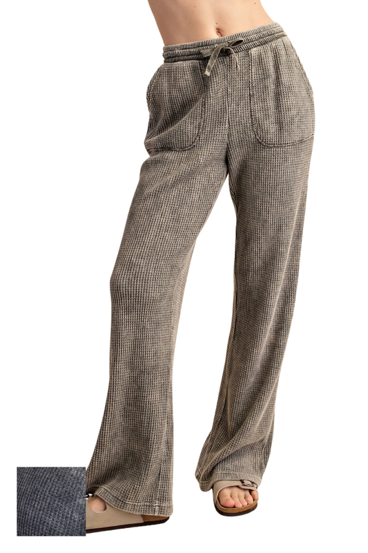 Mineral Washed Waffle Knit Flare Sweatpants