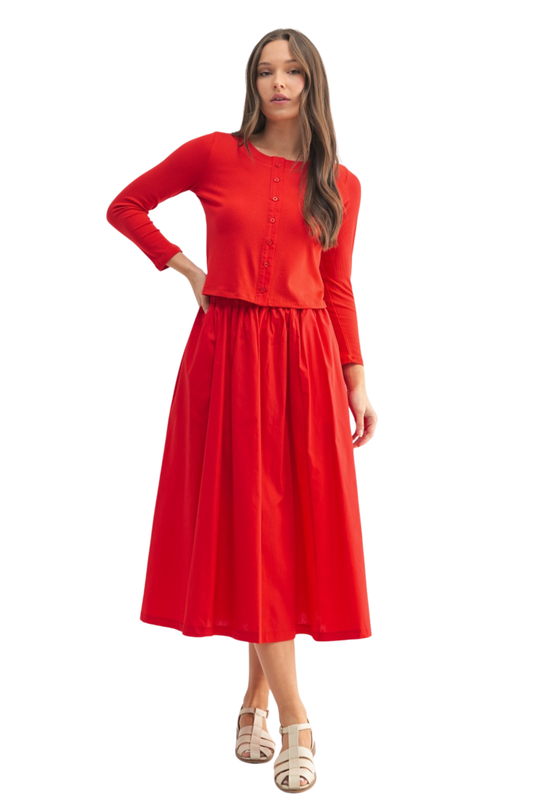 Cardigan and Midi Skirt Set