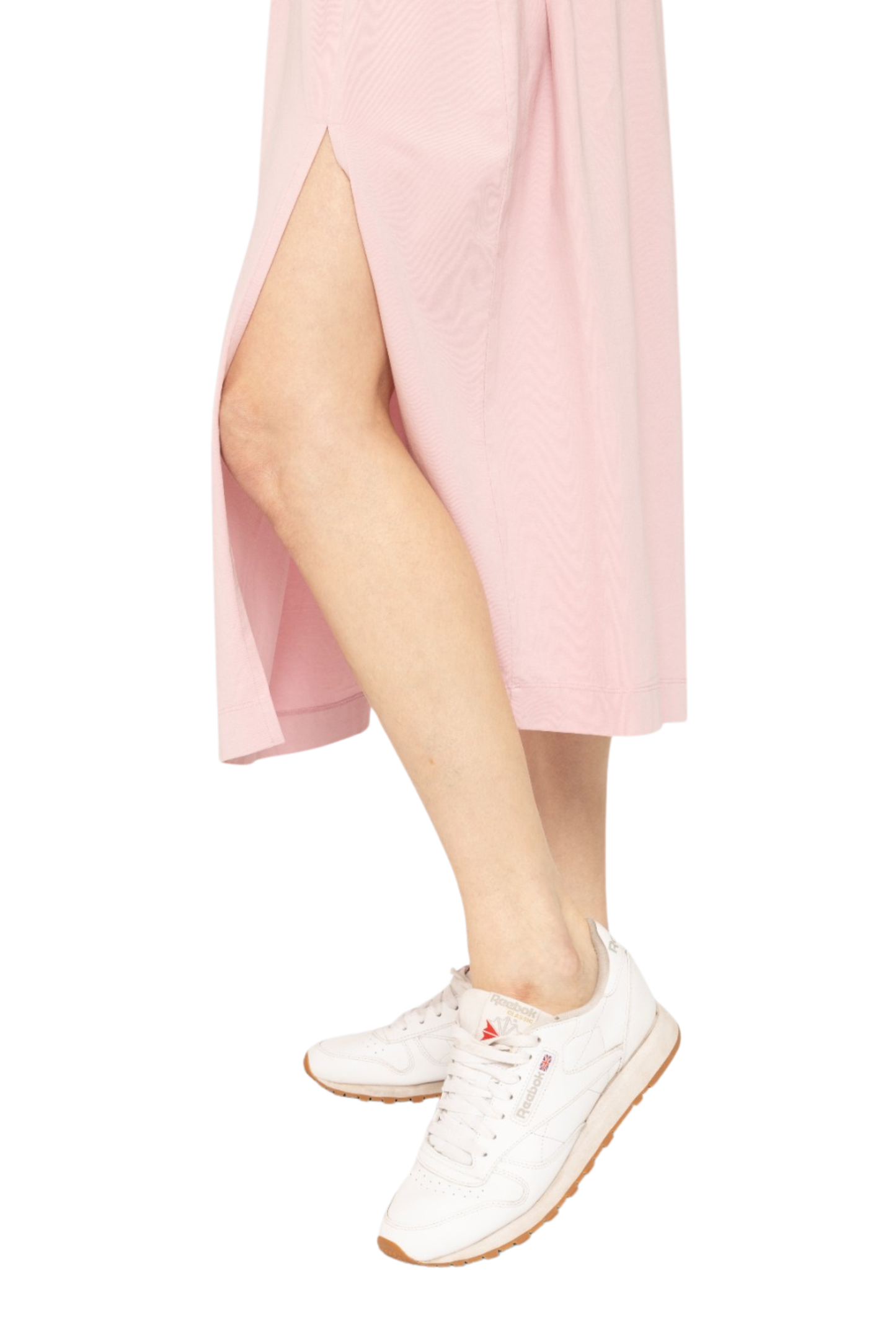 Curved Waist Midi Skirt with Side Slit