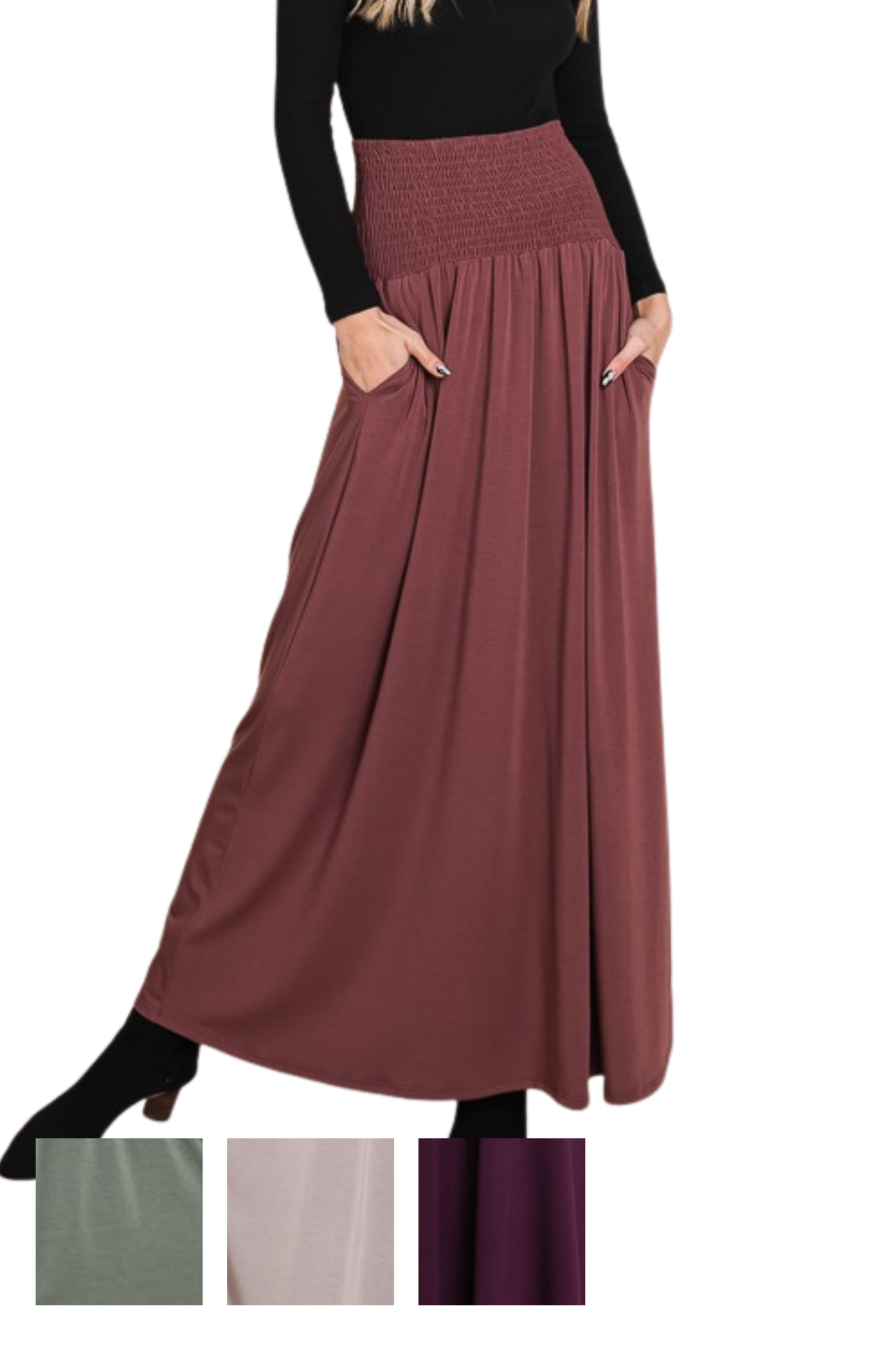 Smocked Waist Maxi Skirt or Dress