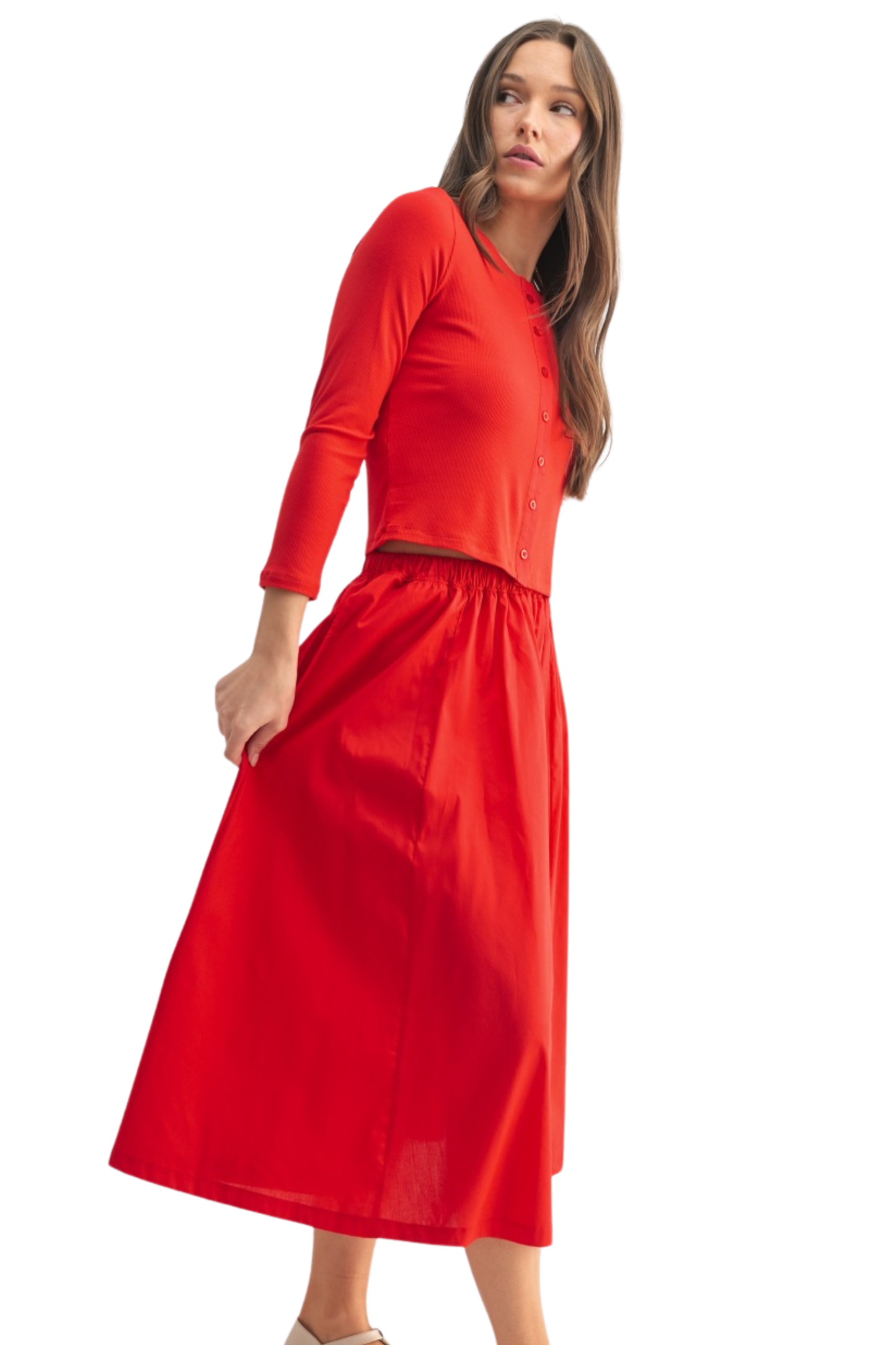 Cardigan and Midi Skirt Set