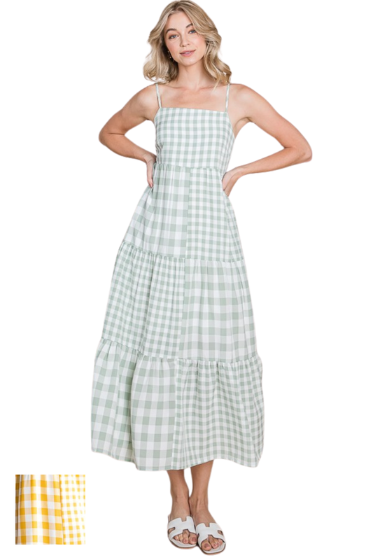 Tiered Gingham Maxi Dress