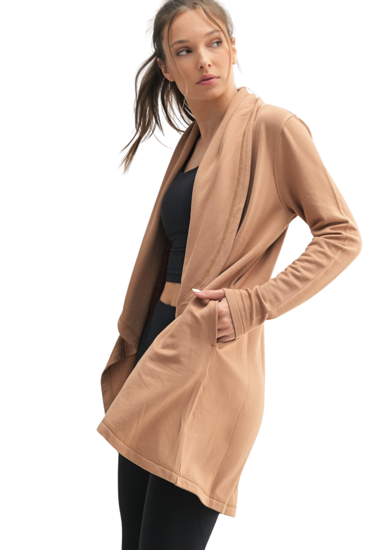 Fleece Lined Flowy Open Cardigan