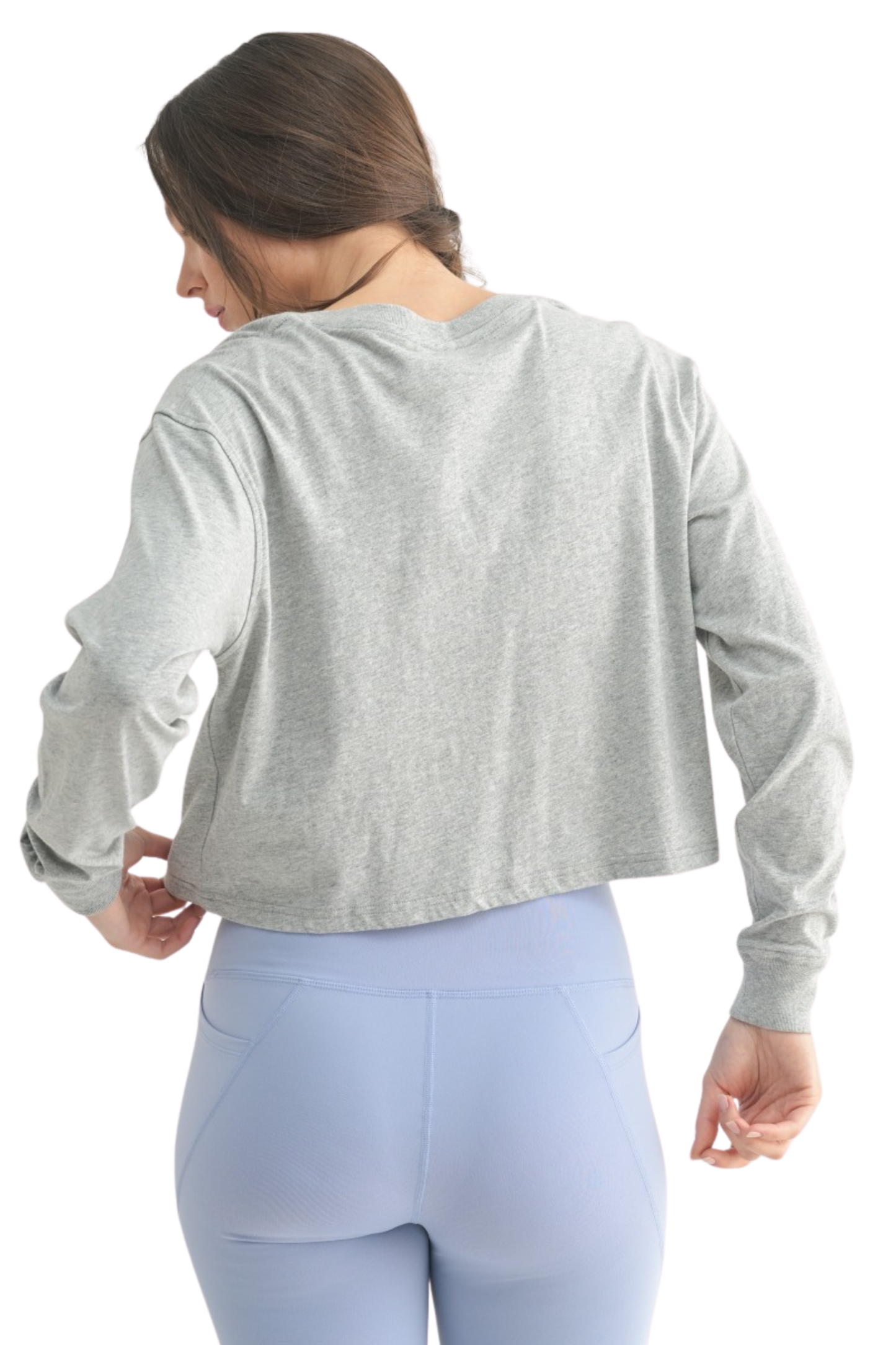 Loose Fit Cropped Henley Long Sleeve Top