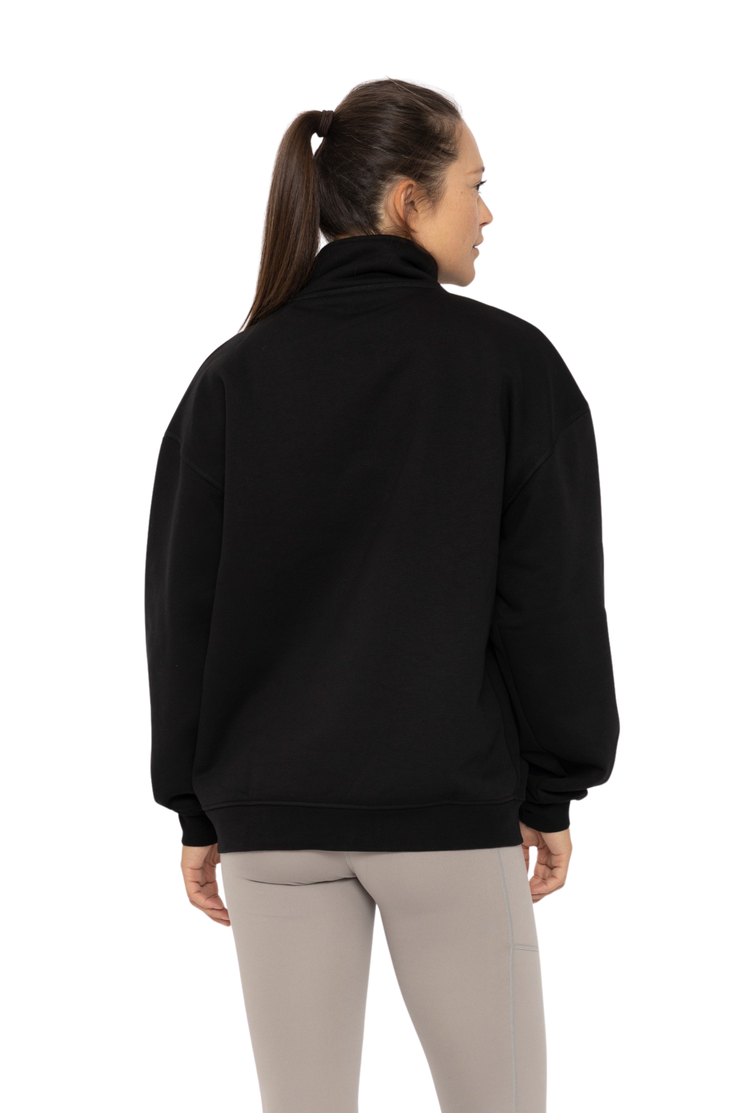 Cotton Blend Fleece Mock Neck Pullover